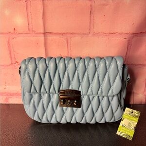 Badgley Mischka Light Blue Quilted Crossbody Bag